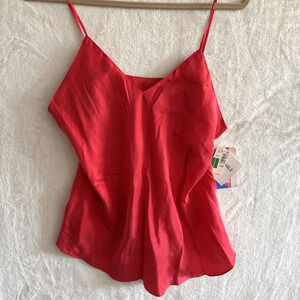 Vintage 90s Y2k Camisole Medium Red Washable Silk Deadstock Loose Flowy